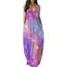 Luiryare Women V-Neck Maxi Dress Sleeveless Halter One-Piece Spaghetti Strap Plus Size Gradient Sundress