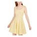 SPEECHLESS Womens Yellow Lace Zippered Sleeveless Square Neck Short Fit + Flare Party Dress Size 3