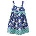 Little Girls Blue Floral Polka Dot Sun Dress Cotton Sundress