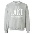 Shop4Ever Men's The Lake is My Happy Place Crewneck Sweatshirt