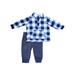 Carters Infant Baby Boys Blue Fleece Sweatshirt & Pant 2 Piece Outfit