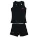 Wenchoice Girls Black Cotton Gymnastic Training Tank Top Shorts 2 Pc Set