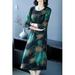 Junior Printed Round Neck 3/4 Sleeve Shift Dress