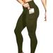 Sexy Dance Womens Compression Active Pants High Waist Solid Color Tummy Control Hip Leggings Tights Trouser with Pockets