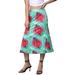 Puloru Women's heart-shaped print bohemian midi skirt high waist A-line fashion