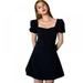 New Women's Summer Off-Shoulder Puff Sleeve Fashion Solid Color Square Collar Dress Slim Sexy Sweet A Line Dress Girl Mini Dress