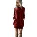 Bescita Womens Long Sleeve Turtleneck Knitted Dress Roll Neck Jumper Dress Ladies Mini