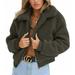 Women's Coat Casual Lapel Fleece Fuzzy Faux Shearling Zipper Coats Warm Winter Outwear Jackets