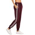 Women's Drawstring Side Red And White Striped Sports Pants