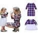 Mommy and Me Matching Plaid Long Sleeve Shirt Dress Princess Tulle Tutu Dress Parent-Child Family Outfits Clothes
