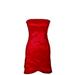 Red Layered Tube-Top, Bandage Style, Satin Dress, Medium