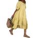 UKAP Summer Dresses for Women Summer Puff Sleeve Plaid Dress Casual Loose Big Swing Dress Party Beach Dresses