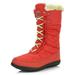 DailyShoes Women's Winter Boots Women's Comfort Round Toe Snow Boot Winter Warm Ankle Short Quilted Lace Up Casual Boots High Autumn Eskimo Fur Red,Nylon,5.5, Shoelace Style Lime White
