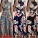 Women's Summer Boho Floral Short Sleeve Long Maxi Dress Party Beach Sundress USA