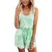 Plus Size Women Gradient Short Casual Loose Jumpsuit Playsuit Sleeveless Short Pants Casual Printed Romper With Pockets Tie Dye Sleeveless Tank Top + Shorts Jumpsuit Romper For Women Ladies