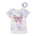 Btween Girls Graphic Tie-Dye Flip Sequin Tie-Front T-Shirt with Scrunchie, Sizes 4-12