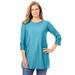 Woman Within Women's Plus Size Crochet-Trim Three-Quarter Sleeve Tunic