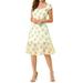 Allegra K Women's Sweetheart Neck Tie Back Smocked Cap Sleeve Floral Midi Dress