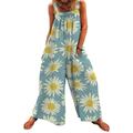 Avamo Ladies Wide Leg Pants Vintage Butterfly Printed Bandage Jumpsuit Loose Baggy Sleeveless Overall Harem Pants Trousers