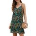 Sexy Dance Casual Loose Dress Summer Beach Sunflower Print Sleeveless Cami Sling Dress Holiday Evening Party Beach Cocktail Mini Dress