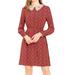 Allegra K Junior's Peter Pan Collar Long Sleeve Floral Dress with Belt