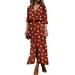 Casual Sun Dress Women Button Down Long Skirt Polka Dot Shirt Dress Long Sleeve Split V-Neck Party Club Lounge Outdoors Outfit Dresses for Ladies