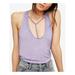 FREE PEOPLE Womens Purple Pleated T Strap Front Sleeveless Scoop Neck Top Size M