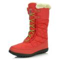 DailyShoes Women's Water Resistant Snow Boots Women's Comfort Round Toe Snow Bootie Winter Warm Ankle Short Quilt Lace Up Shoes Fall Boots High Eskimo Fur Red,Nylon,9, Shoelace Style Lime Green