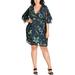 City Chic Womens Floral Print V-Neck Wrap Dress Green S