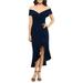 Xscape Womens Off-The-Shoulder Flounce Midi Dress