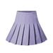 Women Casual Pleated Hem Skirt, High Waist Solid Color/ Plaid Pattern Miniskirt, XS/ S/ M/ L/ XL/ XXL