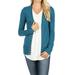 Women Classic Thin Snap Button Front V-Neck Button Down Long Sleeve Ribbed Knit Cardigan