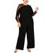 R&M Richards Womens Plus Ruffled Illusion Jumpsuit