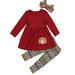 Baby Girls Thanksgiving Day Outfits Long Sleeve Turkey Dress Top With Floral Legging pant and Headband 5-6 Year