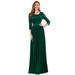 Ever-Pretty Women's Elegant Full-Length Empire Waist Lace Sleeve Evening Prom Party Ball Formal Dress for Women 07412 Green US14