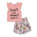 Luxsea Newborn Baby Girls Clothes Set Infant Crew Neck Ruffle Letter Printed Sleeveless T-shirt +Loose Floral Shorts 2 Pieces Outfits Sets for 3-24Month-Old Girls/S-XXL, Pink/Black