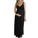 MAWCLOS Women Maternity Nursing Solid Color Dress Summer Sleeveless V Neck Pregnant Dresses Strap Ruched Tanks Tops Sundress