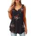 V-neck Blouse for Womens Casual Loose V-neck Tunic Tank Top Summer Sleeveless Floral Blouse Shirt