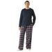#followme Men's Flannel Pajama Pants with Jersey Top PJ Set (Navy, Red & White, XX-Large)