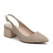 Mid Block Heel Dressy Glitter Sling Back Shoes, Gold - Size 37