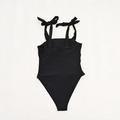 Women Strappy One-piece Swimsuit Printed Sexy Suspender Swimwear Bow Straps Triangle Jumpsuits for Women Black L