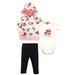 Hudson Baby Baby Girl Cotton Hoodie, Bodysuit and Pant Set, 3pc