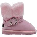 Rampage Toddler Girlsâ€™ Little Kid Slip On Microsuede Short Ankle Boots with Faux Fur Cuff and Cutout Design Buckle Straps Pink Size 8