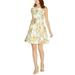 Jessica Howard Women's Petite Floral-Print Fit & Flare Dress, Yellow, 8