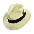 Summer C-Crown Toyo Straw Fedora Hat - L - Ivory