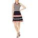 Anne Klein Womens Multi Striped Fit & Flare Dress