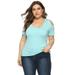 Colisha Stylish Cold Shoulder T Shirt Womens Solid Plus Size Round Neck Short-Sleeve Tee Shirt Tops XL-5XL