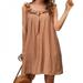 Promotion Clearance Women's Dress Summer New Product Cotton Sunshirt Loose Solid Color Wood Ear Fairy Dress Khaki S