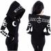 Women Loose Gothic Punk Long Sleeve Hooded Print Black Cardigan Jacket Coat