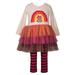 Toddler Girls Turkey Fall Holiday Tutu Dress Shirt & Striped Legging Outfit